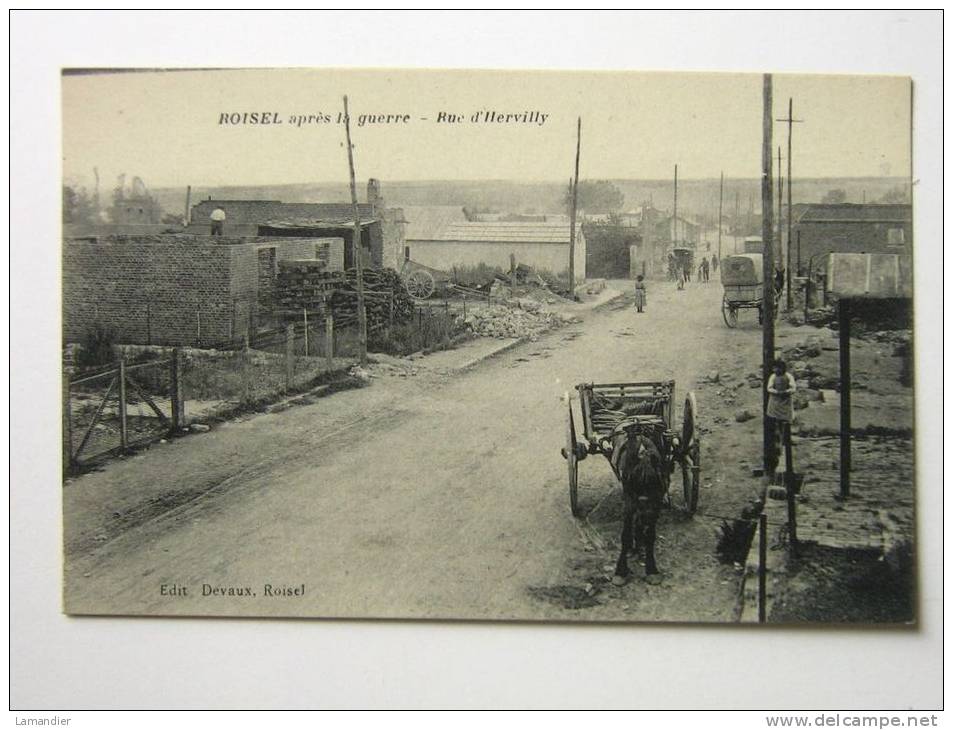 CPA - 80 - ROISEL Après La Grande Guerre - Rue D' Hervilly - Roisel