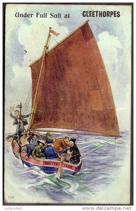 Novelty 'pull-out' With Ten Cards  "Under Full Sail At Cleethotpes".  Posted 1913. - Other & Unclassified