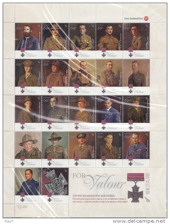 New Zealand - 2011  Medailles, Victoria Cross, Héros De La 2eme Guerre  - Feuille De 22 Timbres Neufs*** MNH - 2. Weltkrieg