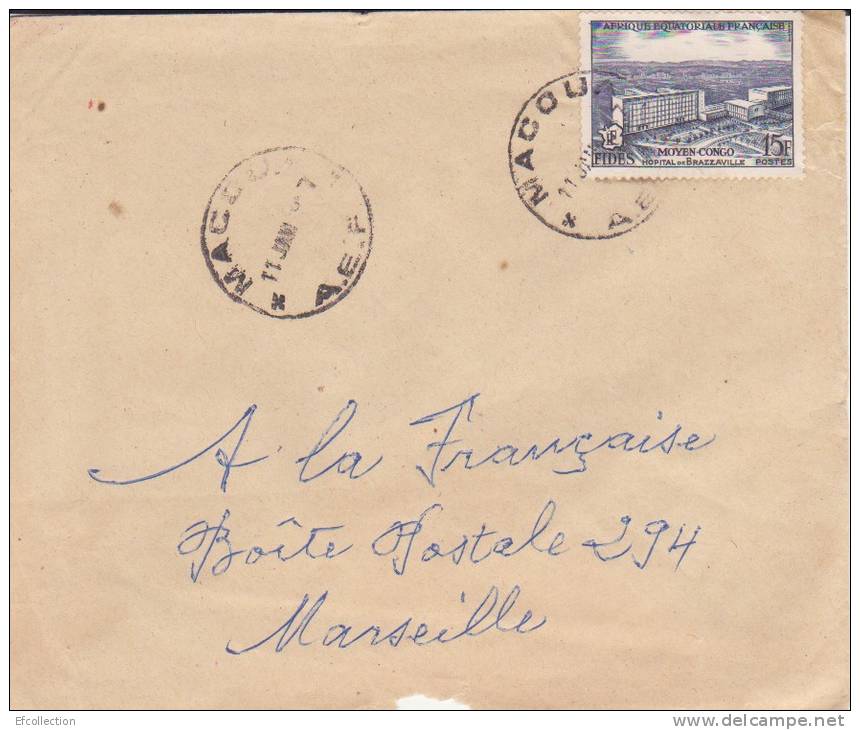 MACOUA - CONGO - 1957 - Colonies Francaises,Afrique,avion, Lettre,petit Bureau,marcophilie - Briefe U. Dokumente