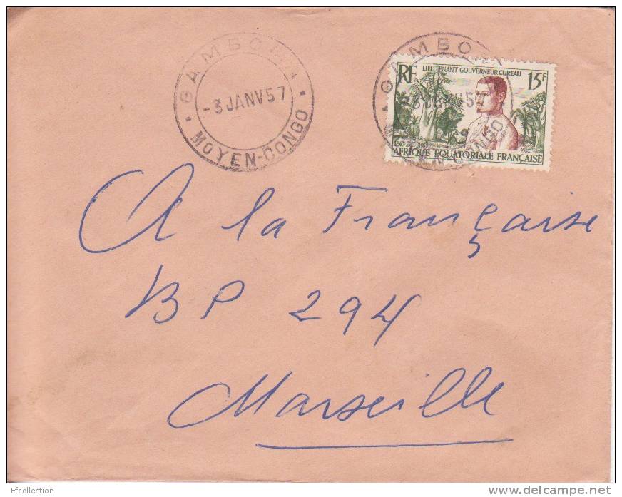 GAMBONA - MOYEN CONGO - 1957 - Colonies Francaises,Afrique,avion, Lettre,marcophilie - Briefe U. Dokumente