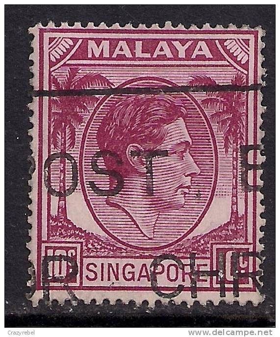 Singapore 1950 KGV1 10 Ct Purple Used Stamp SG 22. ( G451 ) - Singapore (...-1959)