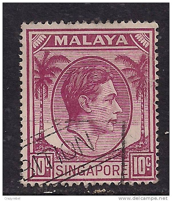 Singapore 1950 KGV1 10 Ct Purple Used Stamp  SG 22. ( G456 ) - Singapore (...-1959)