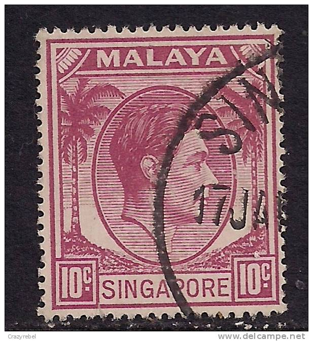 Singapore 1950 KGV1 10 Ct Purple Used Stamp SG 22. ( G457 ) - Singapur (...-1959)