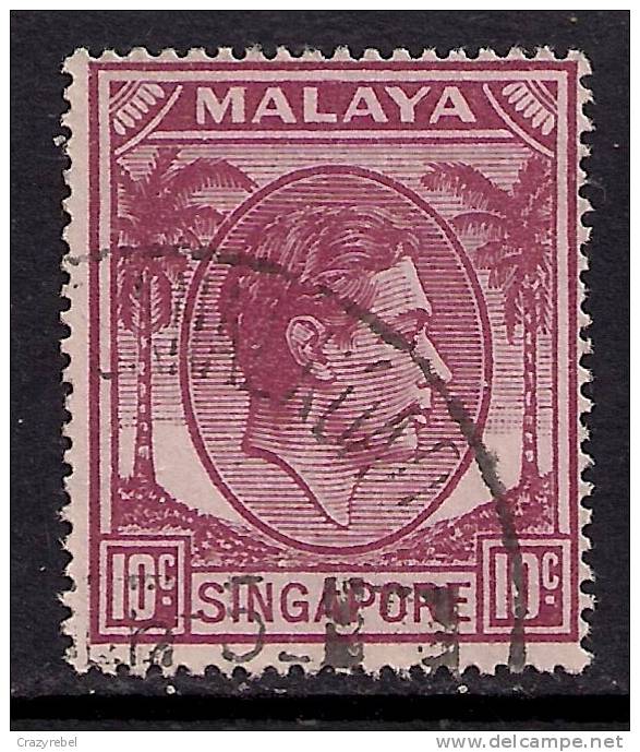 Singapore 1950 KGV1 10 Ct Purple Used Stamp SG 22. ( G460 ) - Singapur (...-1959)