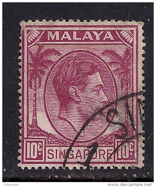 Singapore 1950 KGV1 10 Ct Purple Used Stamp  SG 22. ( G463 ) - Singapour (...-1959)