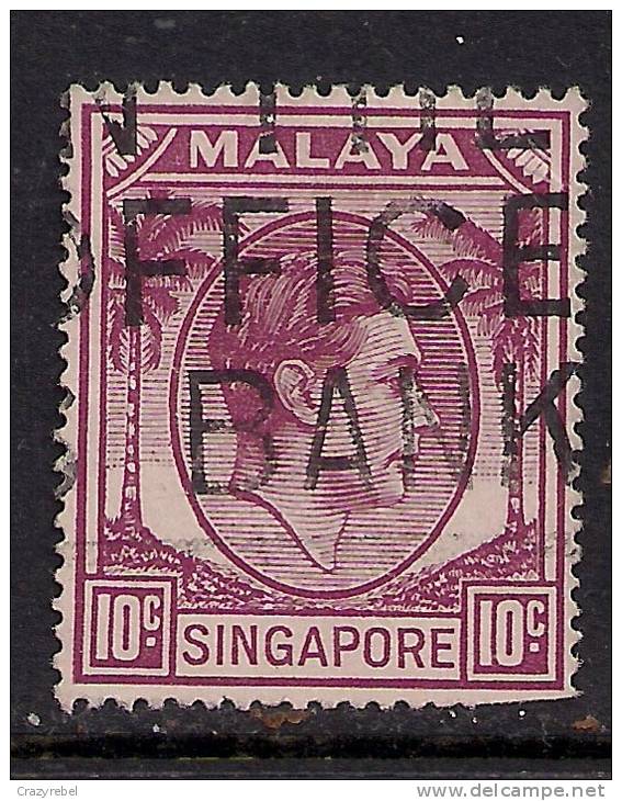 Singapore 1950 KGV1 10 Ct Purple Used Stamp SG 22. ( G464 ) - Singapour (...-1959)