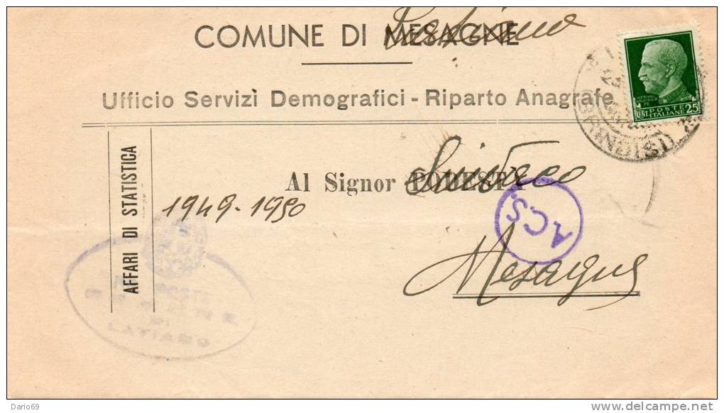 1944 LETTERA CON ANNULLO LATIANO BRINDISI - Poststempel