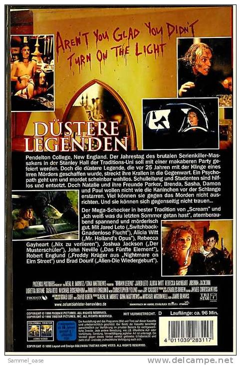 VHS Video  ,  Düstere Legenden  ,  Was Du Nicht Glaubst, Kann Dei Tod Sein - Jamie Blanks - Horreur