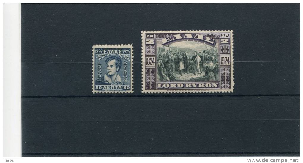 1924-Greece- "Lord Byron"- Complete Set MH - Unused Stamps