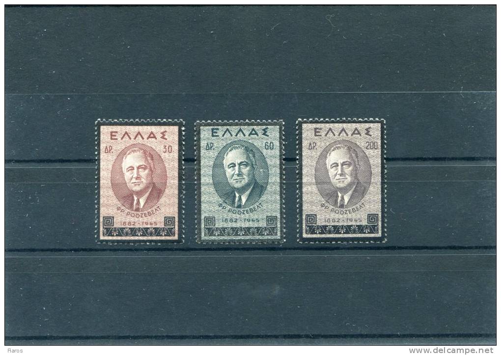 1945-Greece- "Franklin D. Roosevelt"- Complete Set MH - Nuevos