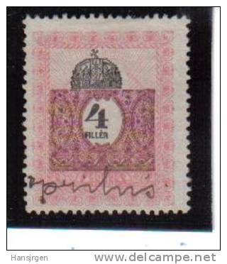 STE954  4 FILLER  UNGARN Hungary 1903 STEUERMARKEN Revenue Fiscaux Gestempelt - Revenue Stamps