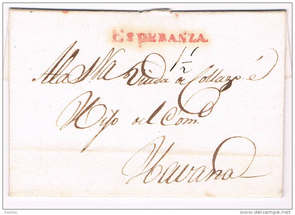 PREFILATELIA. ESPERANZA - Kuba (1874-1898)