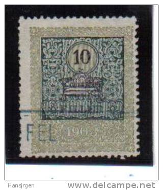 STE957  10 FILLER  UNGARN Hungary 1903 STEUERMARKEN Revenue Fiscaux Gestempelt - Revenue Stamps