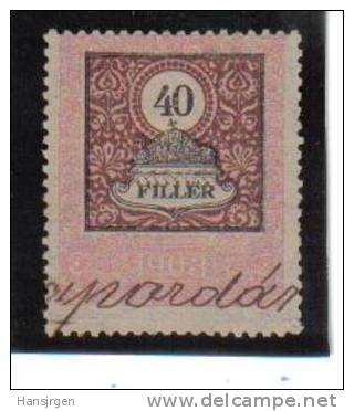 STE964  40 FILLER  UNGARN Hungary 1903 STEUERMARKEN Revenue Fiscaux Gestempelt - Revenue Stamps