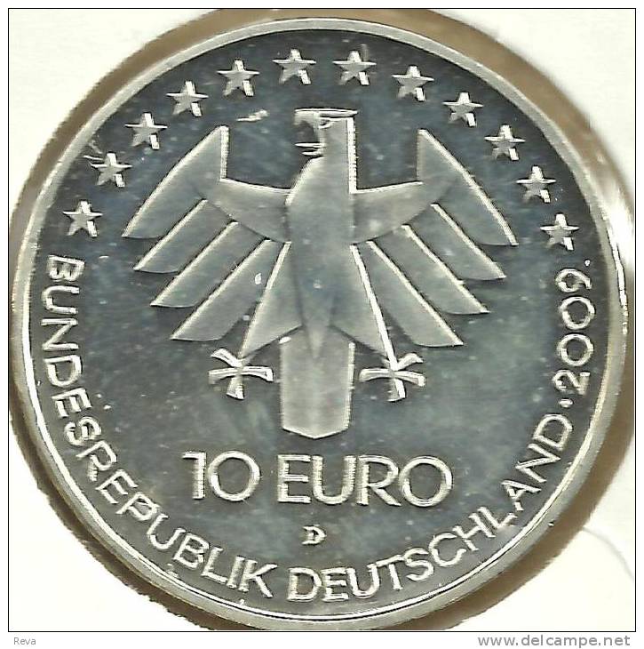 GERMANY 10 EURO EAGLE EMBLEM FRONT 100YEARS 1ST FLIGHT AIRPLANE BACK 2009 D KM? SILVER UNCREAD DESCRIPTION CAREFULLY !!! - Andere & Zonder Classificatie
