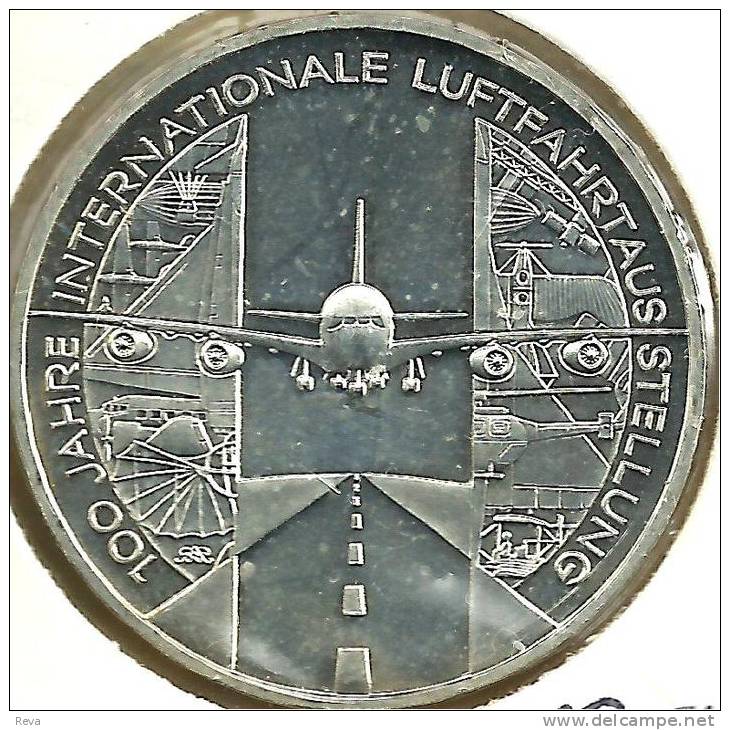 GERMANY 10 EURO EAGLE EMBLEM FRONT 100YEARS 1ST FLIGHT AIRPLANE BACK 2009 D KM? SILVER UNCREAD DESCRIPTION CAREFULLY !!! - Autres & Non Classés