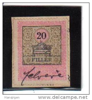 STE983  20 FILLER  UNGARN Hungary 1903 STEUERMARKEN Revenue Fiscaux Gestempelt - Fiscali