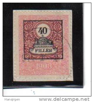 STE986  40 FILLER  UNGARN Hungary 1903 STEUERMARKEN Revenue Fiscaux Gestempelt - Revenue Stamps