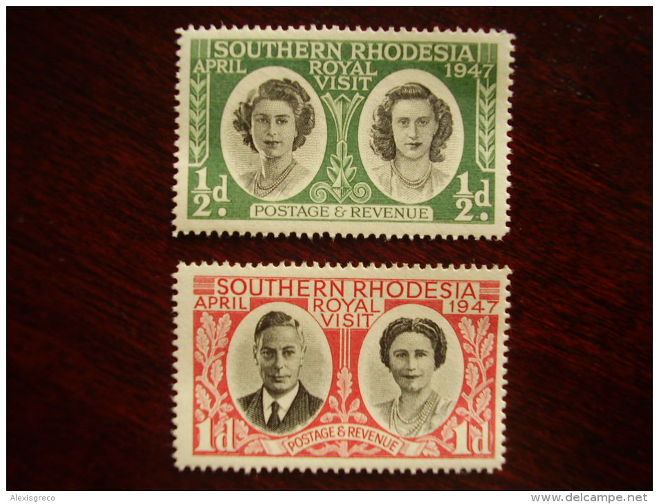 SOUTHERN RHODESIA (ZIMBABWE) 1947 ROYAL VISIT Issue Of 1st.April - TWO Values. - Rodesia Del Sur (...-1964)