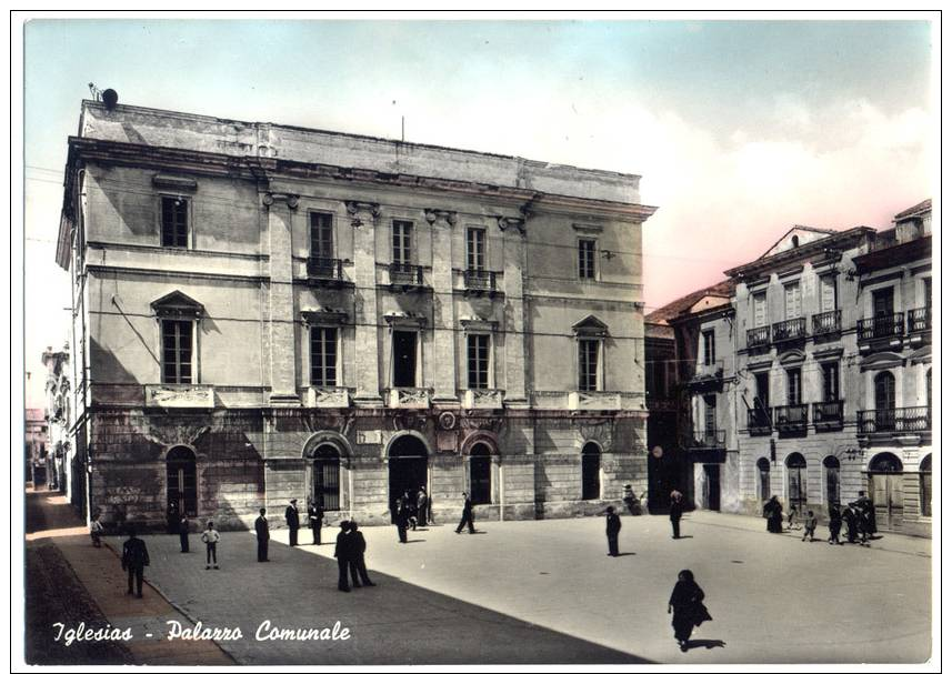 1956, Iglesias - Animata, Palazzo Comunale - Primi Colori / Italy, Sardegna, Iglesias - Town-hall - Iglesias