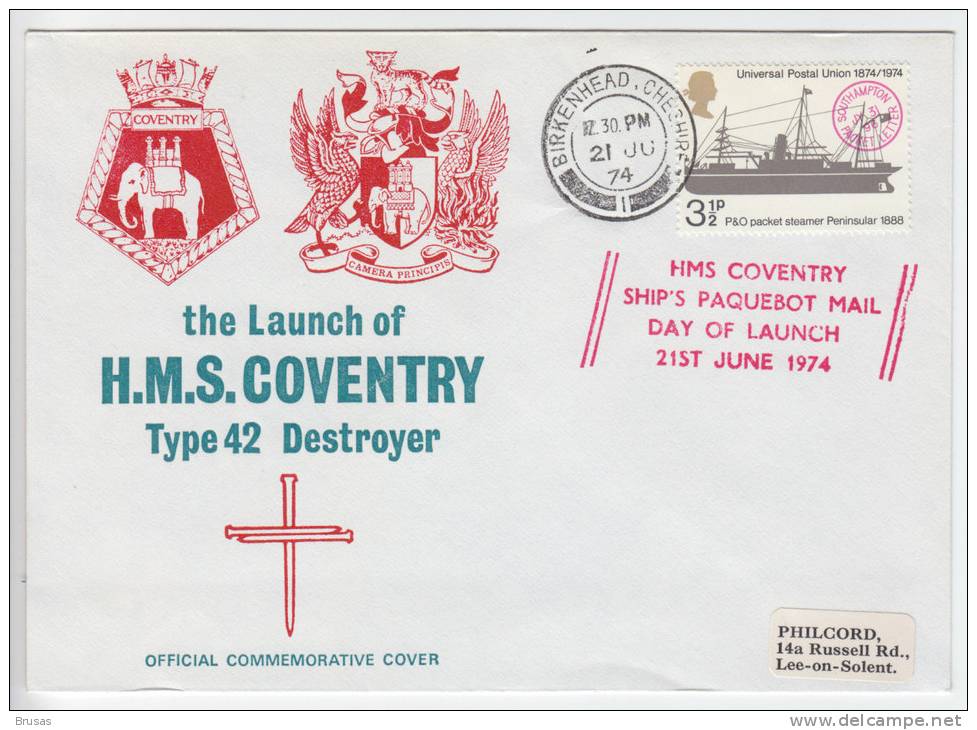 GB 1974 - The Launch Of HMS Coventry, Type 42 Destroyer - Bateaux