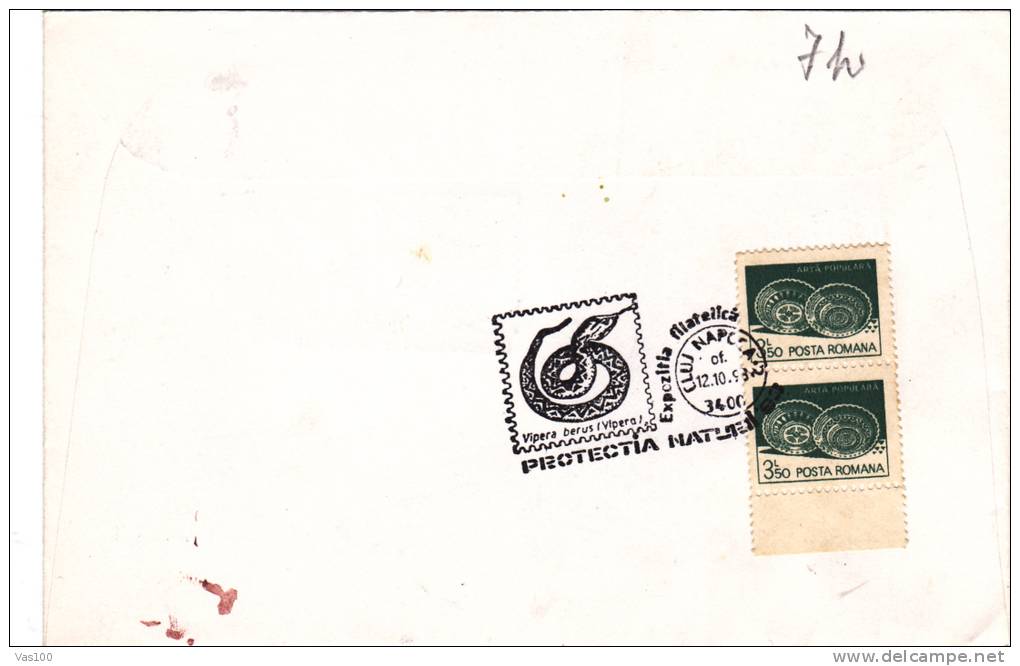 SNAKE, SERPANT, 1993, SPECIAL COVERS, OBLITERATION STAMPS CONCORDANTE, UNESCO, ROMANIA - Snakes