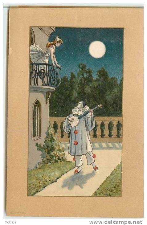 PIERROT ET COLOMBINE  -  Carte Illustrée - Hardy, Florence