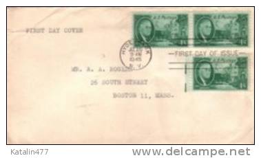 UNITED STATES, 1945. Death Of Roosevelt, Hyde Park,  FDC - 1941-1950