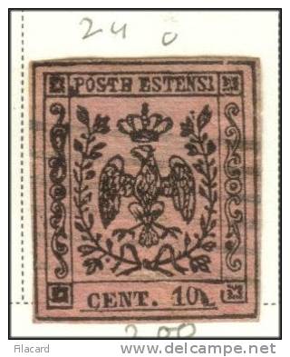 Italia Italy Italien Italie 1852  Modena  Aquila Estense 10 Cent Con Punto - Modène