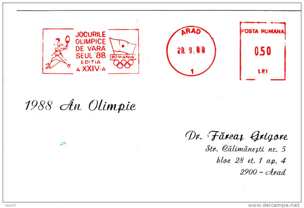 Romania 1988  Winter Games Calgary Temporar Obliteration Metermark RED 1x Post Card VERY RARE!! - Inverno1988: Calgary