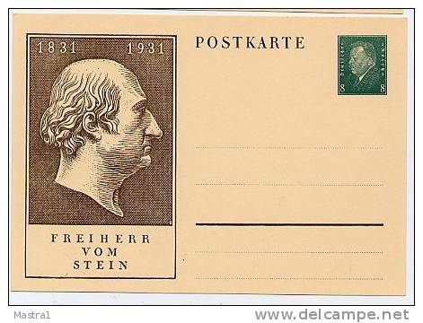 DR  P 193  Sonder-Postkarte  FREIHERR V. STEIN  ** 1931 - Cartes Postales