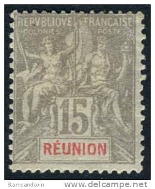 Reunion #42 Mint Hinged 15c From 1900 - Nuevos