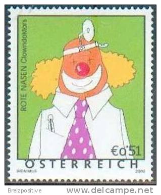 Autriche Austria 2002 - Nez Rouges, Docteur Clown Pour Enfants Malades / Red Noses, Dr Clown For Sick Children - MNH - Cirque