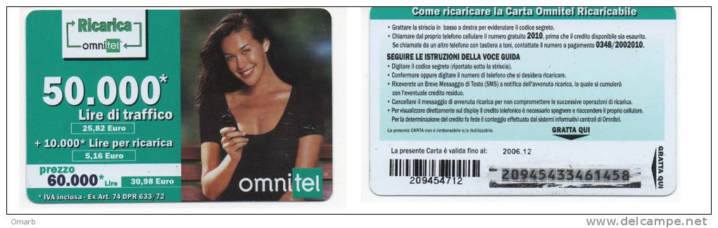 Tel002 - Ricarica Omnitel 50.000 Lire - Megan Cellulare In Mano - Schede GSM, Prepagate & Ricariche