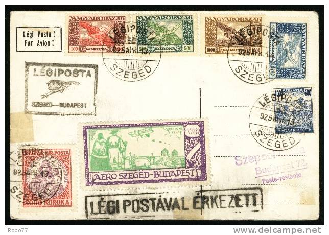 Hungary. Airmail Postal Card, Cover Sent From Szeged To Budapest. Legiposta. Légipostával Érkezett. Cinderella. (J02007) - Lettres & Documents