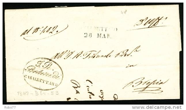 1847 Letter Austria Lomabardia Veneto Italia Casalbottano. (L02006) - ...-1850 Préphilatélie