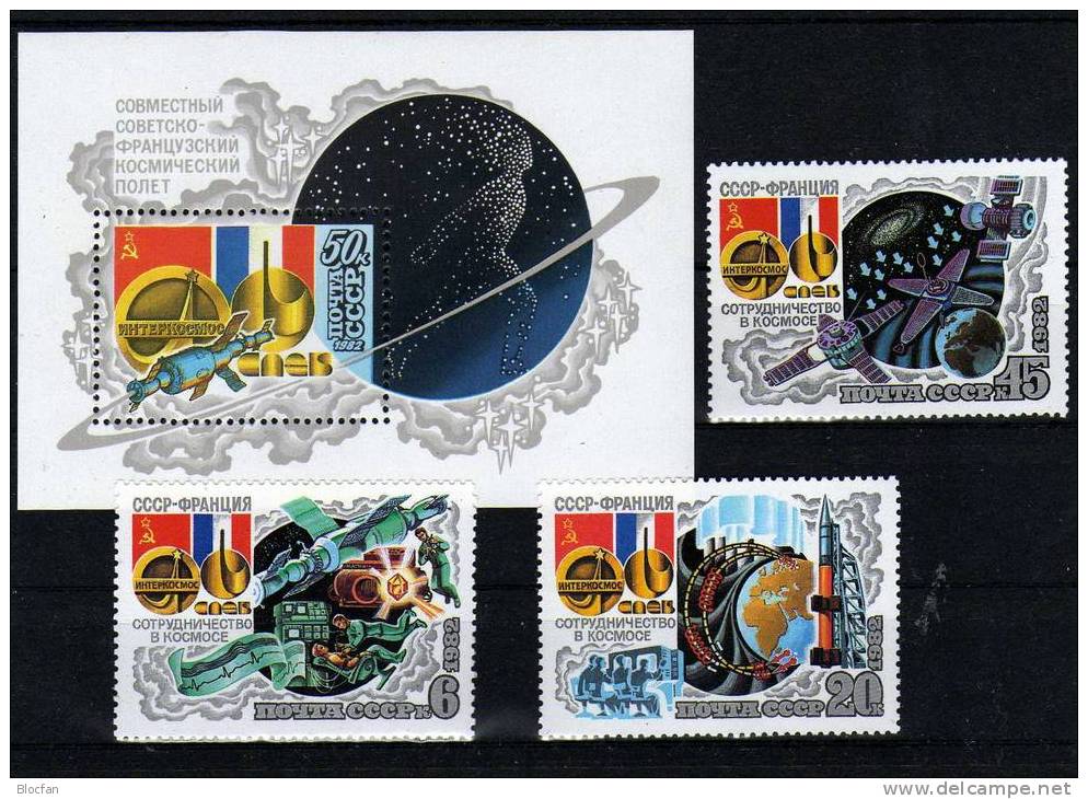 Interkosmos-Programm Frankreich 1982 Sowjetunion 5190/3+ Block 156 ** 4€ Satelliten Weltraum Gamma-Strahlung Sheet USSR - Otros & Sin Clasificación