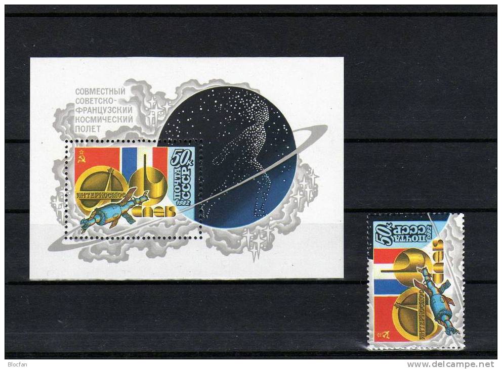 Interkosmos-Programm Frankreich 1982 Sowjetunion 5190/3+ Block 156 ** 4€ Satelliten Weltraum Gamma-Strahlung Sheet USSR - Otros & Sin Clasificación