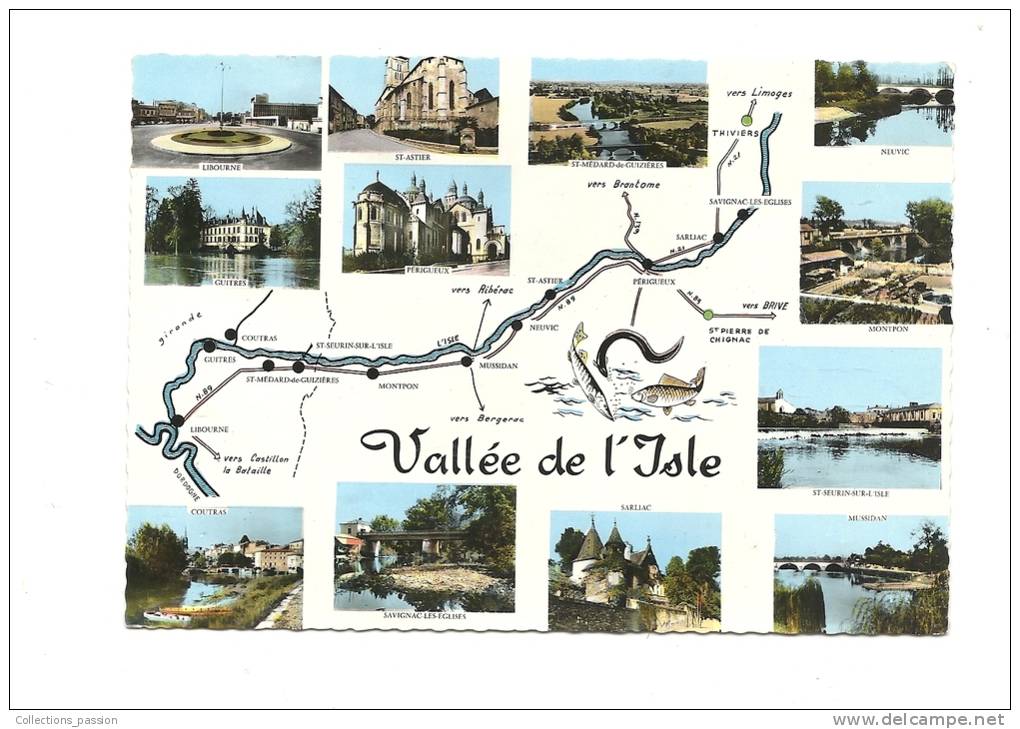 Cp, Carte Géographique, Vallée De L´Isle - Carte Geografiche