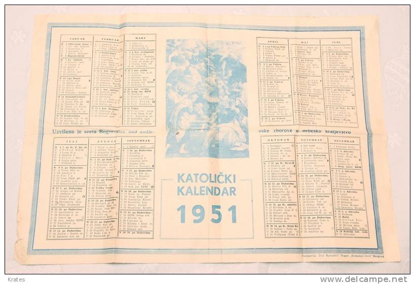 Old Catholic Calendar, Yugoslavia - Tamaño Grande : 1941-60