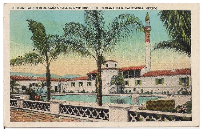 New And Wonderful Agua Caliente Swimming Pool, Tijuana, Baja California, Mexico, 1930's To 1950's Color Postcard # 7337 - Mexiko
