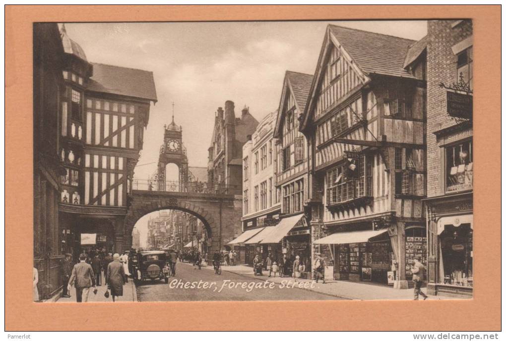 Angleterre  Chester (  Foregate Street)  Animated People Old Car Postcard Carte Postale CPA - Chester