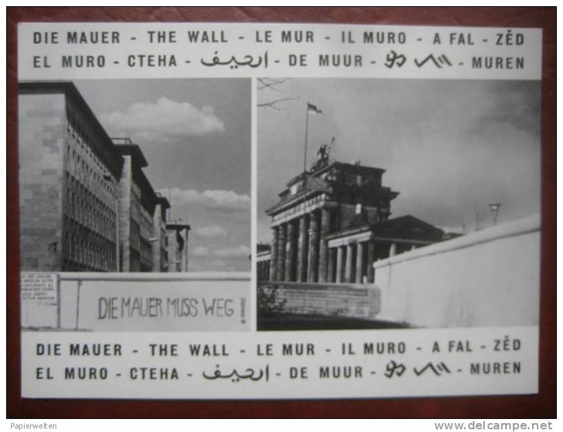 Berlin - Zweibildkarte "Die Mauer" - Berlijnse Muur
