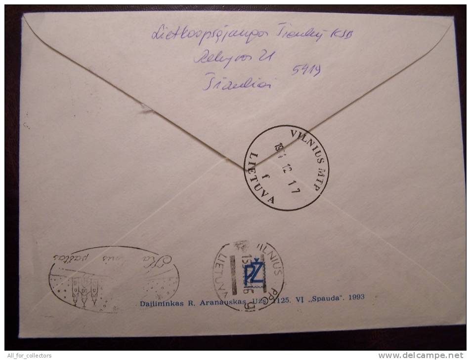 Postal Used Cover Sent In Lithuania With Special Christmas Post Cancel, Vilnius, Mountains, Everest, Alpinism - Lithuania