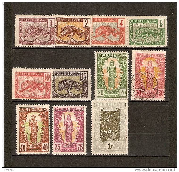 CONGO FRANCAIS N 27/32/33/36/ Charniere Ou Gomme Altérée N35 Oblitéré Etn 38 Neuf Sans Gomme Dans L état/ - Unused Stamps