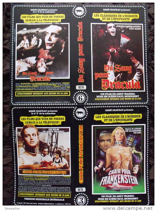 JAQUETTE - BETA - ANDY WARHOL - CHAIR DE FRANKENSTEIN - DU SANG POUR DRACULA - HORREUR - EPOUVANTE - Beta-Tapes