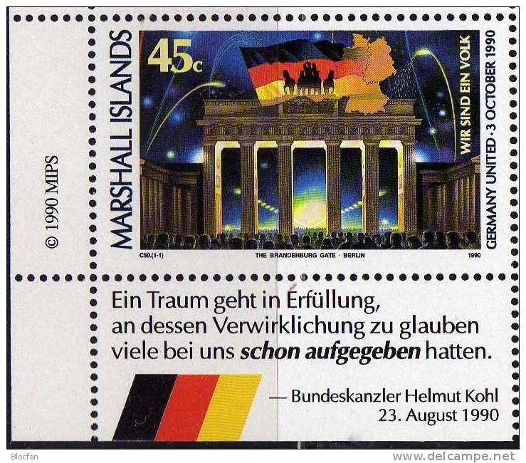 Einheit Von Deutschland 1990 Marschall-Inseln 320TAB 16-KB ** 32€ Brandenburger Tor Mauer Ist Offen Sheetlet Of Marshall - Marshall Islands