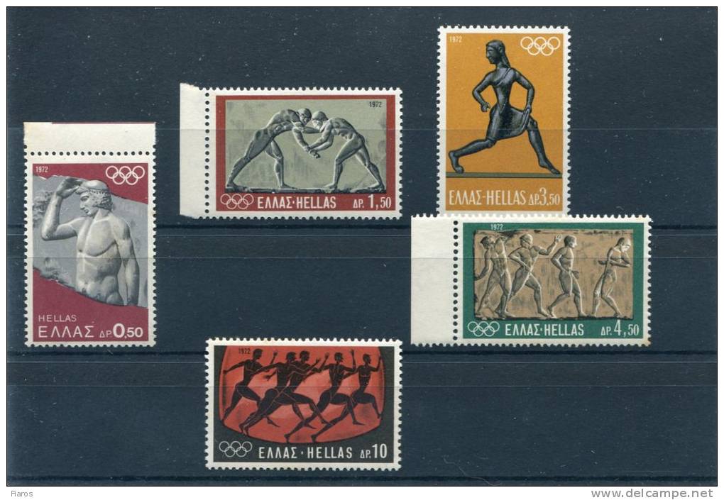 1972-Greece- "Munich Olympic Games"- Complete Set MNH - Unused Stamps