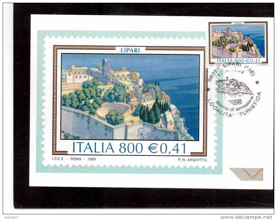 TEM1690  -   4  MAXIMUM  CARD FDC   " LOCALITA´ TURISTICHE"     /    ANNULLO  17.4.1999 - Maximumkaarten